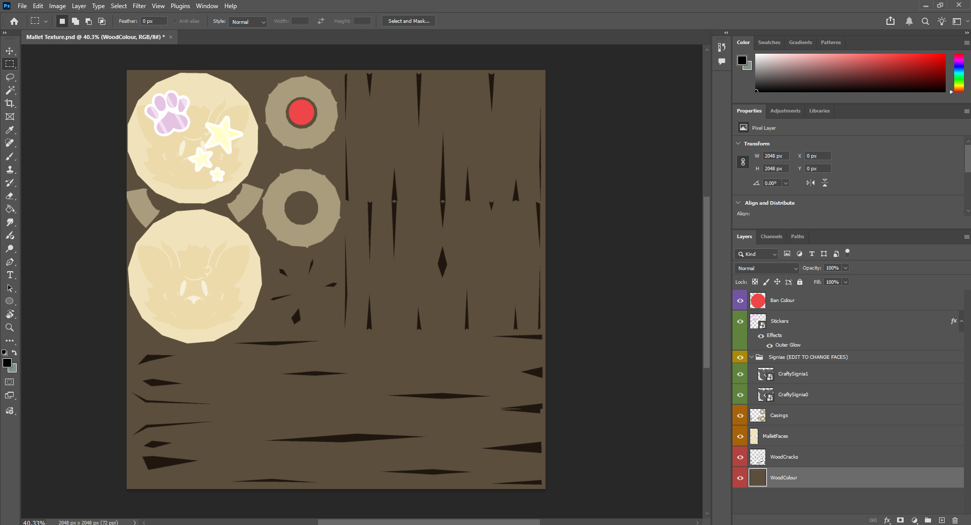 Photoshop doc of the mallet for Customers.
